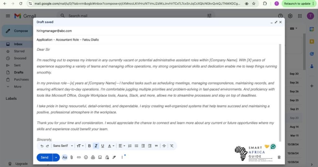 Sample Email for Job Application