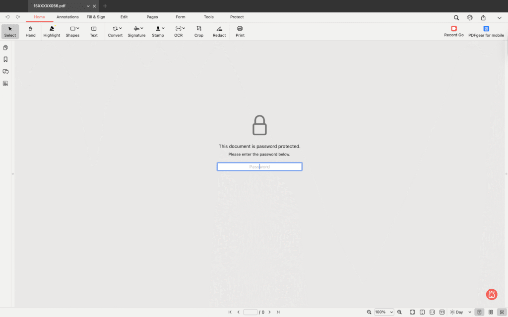 Password Protected PDF