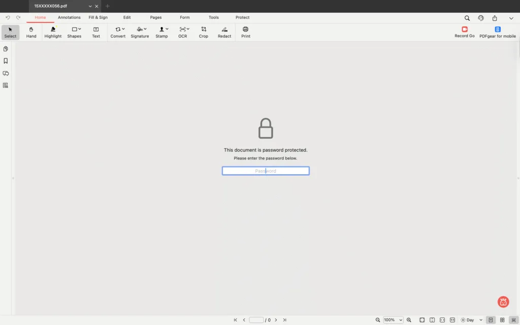 Password Protected PDF