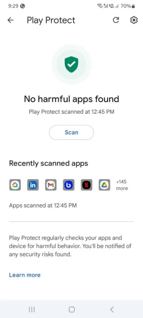 Play Protect in Play Store