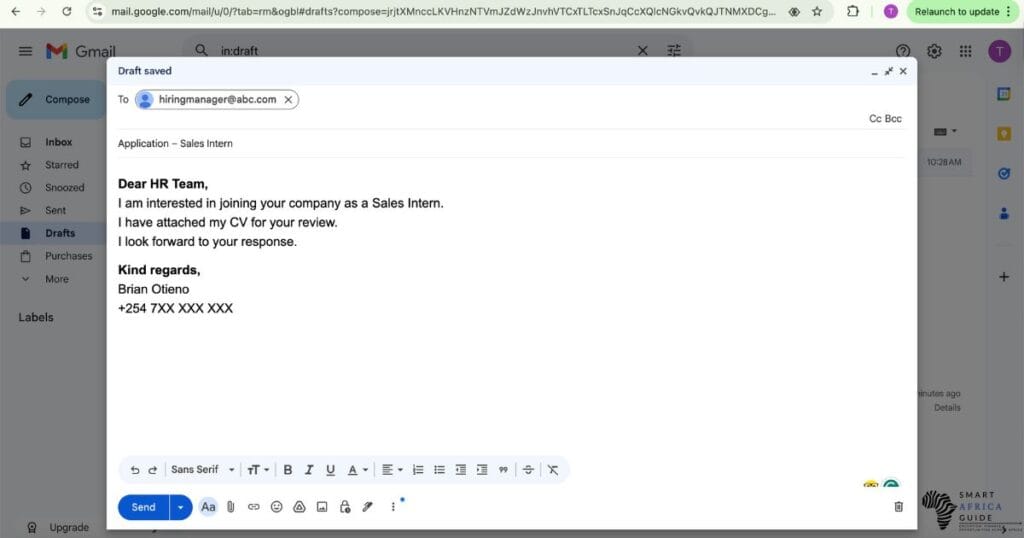 Short Email for a Job Application