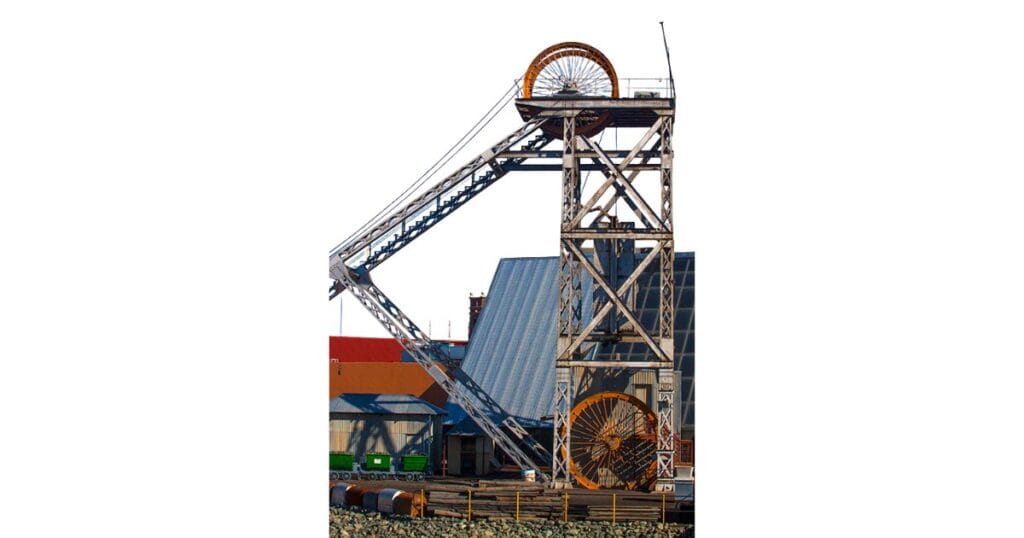 Old mine headgear at the Big Hole Kimberley Museum, South Africa