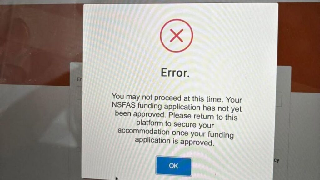 NSFAS funding application not approved