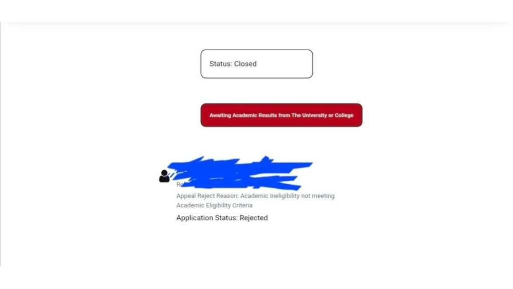 NSFAS status closed and rejected