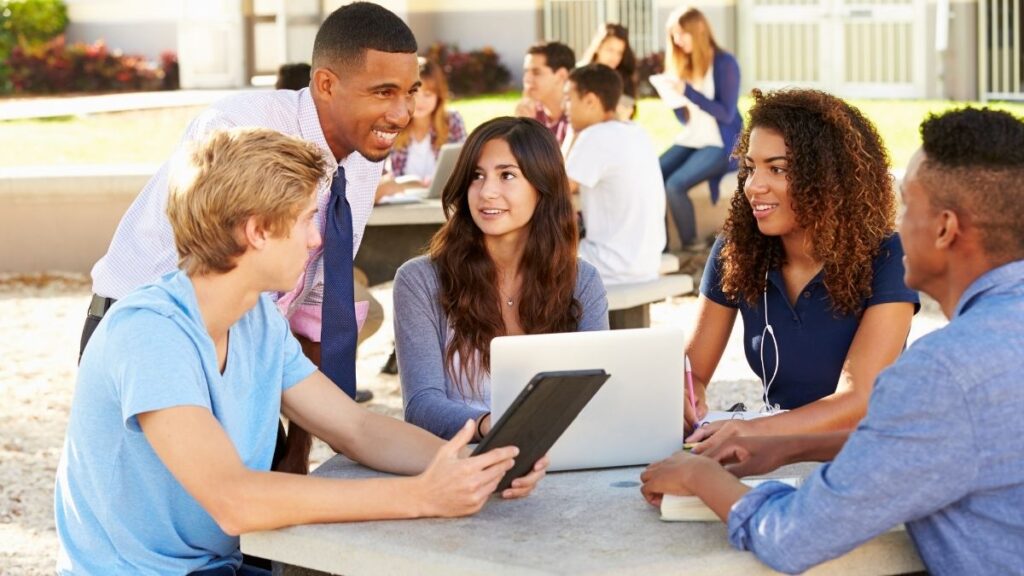 African students discussing in university